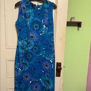 Calvin Klein Vibrant Blue Floral Midi Dress
